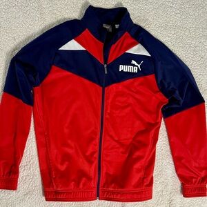 Lightly worn Puma Men's Bold Red and Navy Track Jacket